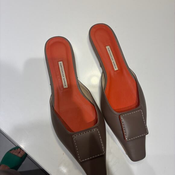 Purificacion Garcia Taupe Leather Mules Sz 39 - Picture 2 of 8